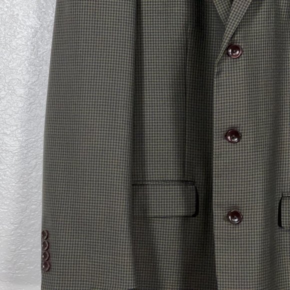 Nautica 100% Wool 3 Button Blazer in Green Check Men's Size 44L - Picture 4 of 10